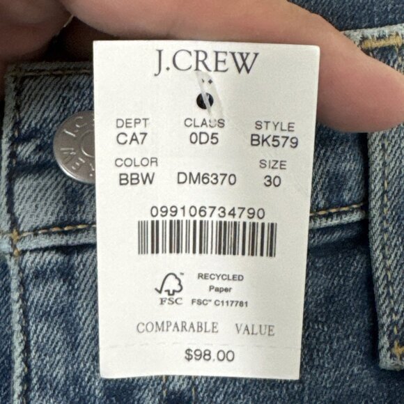 J.Crew Women's 30 Signature Stretch Denim 8" Midrise Skinny Jeans Blue NWT - Picture 10 of 16